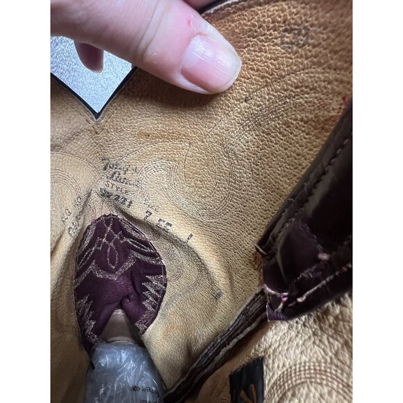 Vtg Tony Lama Gold Label Mens 7 EE Red Python Snakeskin Cowboy Boots Western - Picture 14 of 14